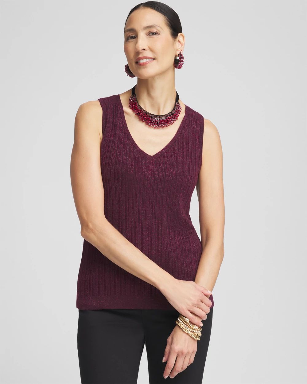 Shimmer Ribbed Sweater Tank | Chico's